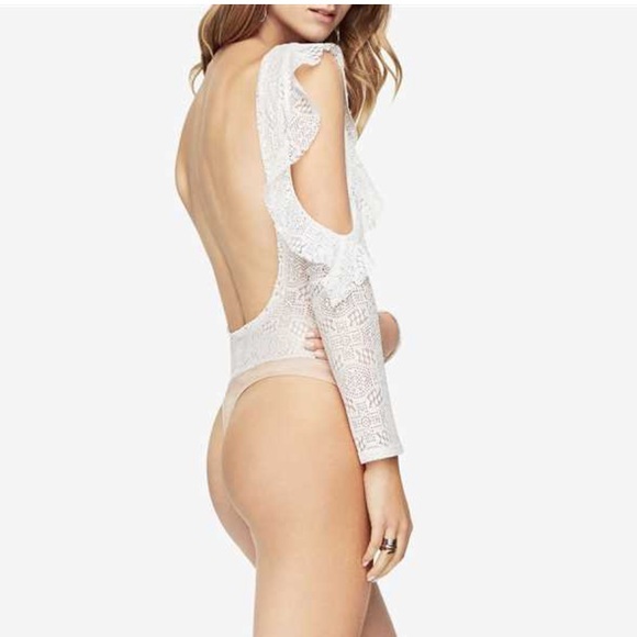 Bcbg Max Azria Anabella Lace Bodysuit White Top - Picture 3 of 5